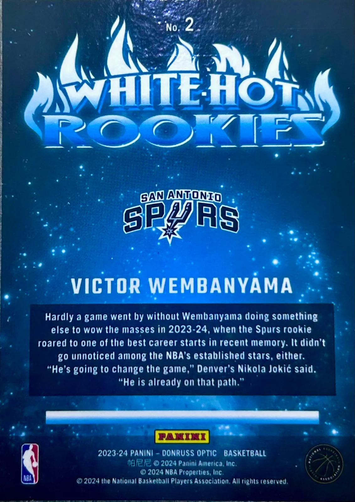 Victor Wembanyama 2023-24 Panini Donruss Optic White Hot Rookies