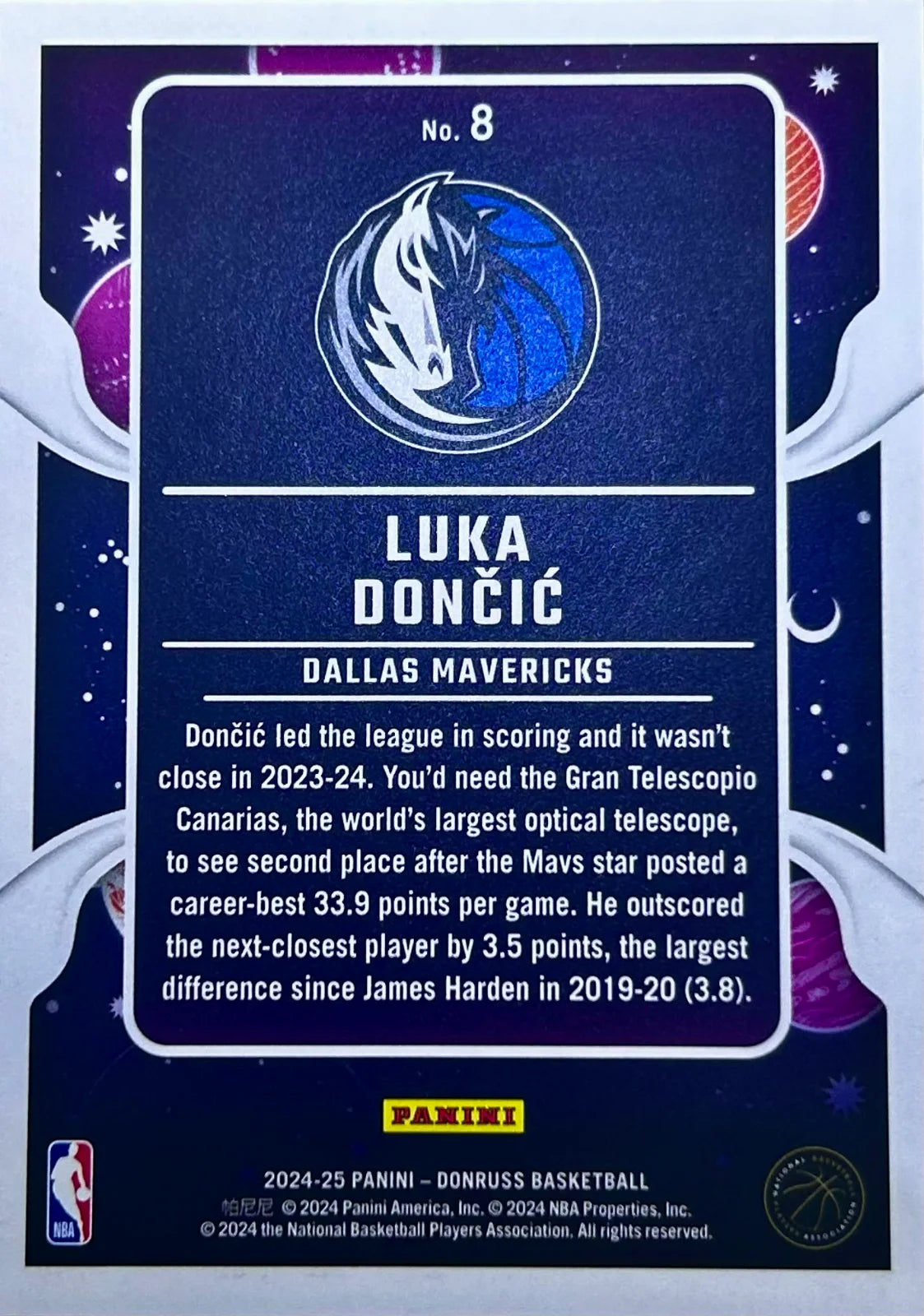 Luka Doncic 2024-25 Panini Donruss Zero Gravity International Blue Stars /99