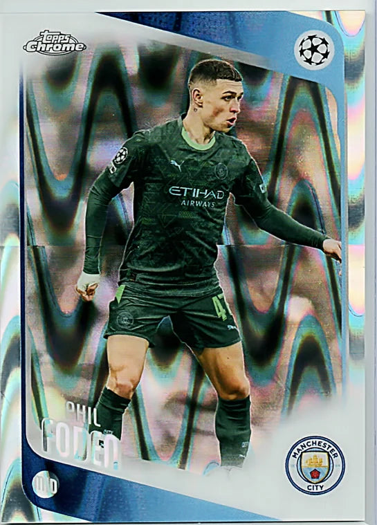 2025-26 Topps Chrome UEFA Club Competitions #103 Phil Foden Raywave Refractor