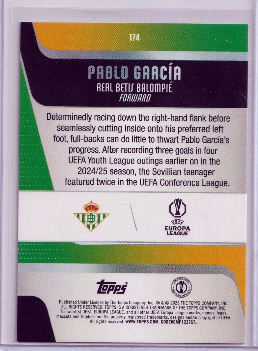 Pablo Garcia 2025-26 Topps UEFA Club Competitions #174 RC - Pink Mini Diamonds