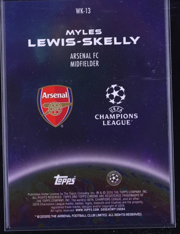2026 Topps Chrome UEFA Club Competitions Wonderkids Myles Lewis-Skelly #WK-13