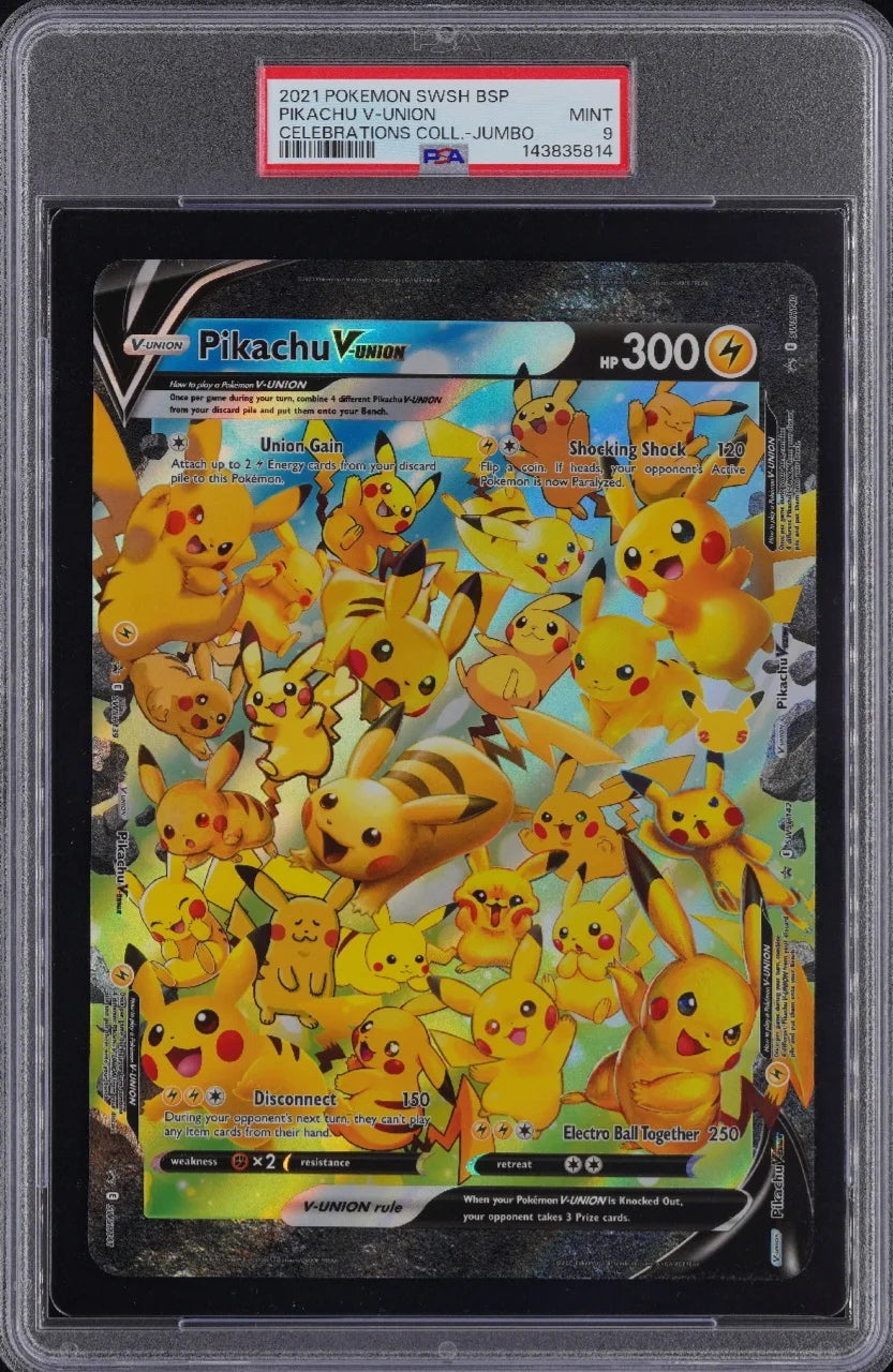 2021 POKEMON SWSH BLACK STAR PROMO PIKACHU V-UNION CELEBRATIONS COLL.-JUMBO PSA 9