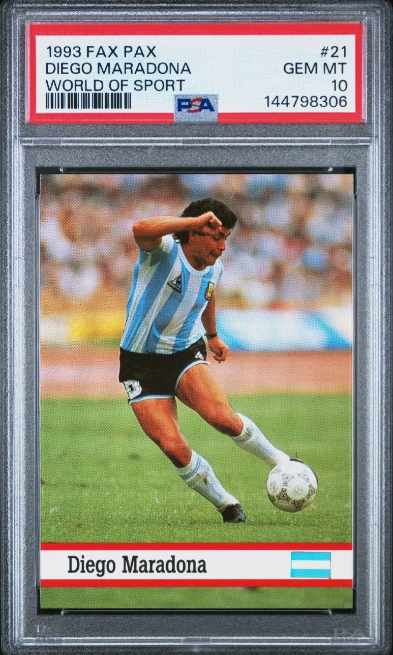 1993 FAX PAX WORLD OF SPORT #21 DIEGO MARADONA WORLD OF SPORT PSA 10