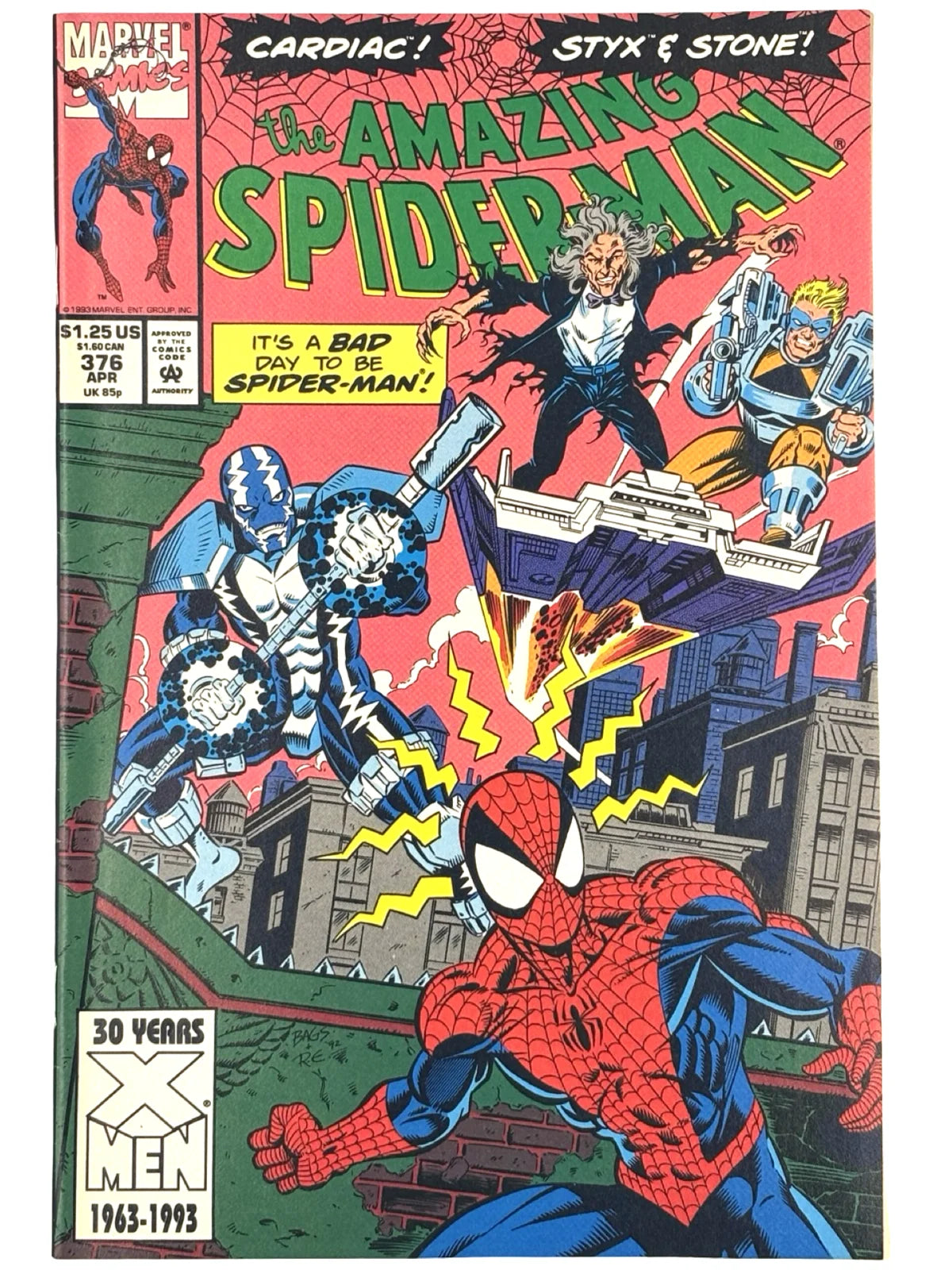 The Amazing Spider-Man #376 1993, featuring appearances by Cardiac and Styx & Stone.