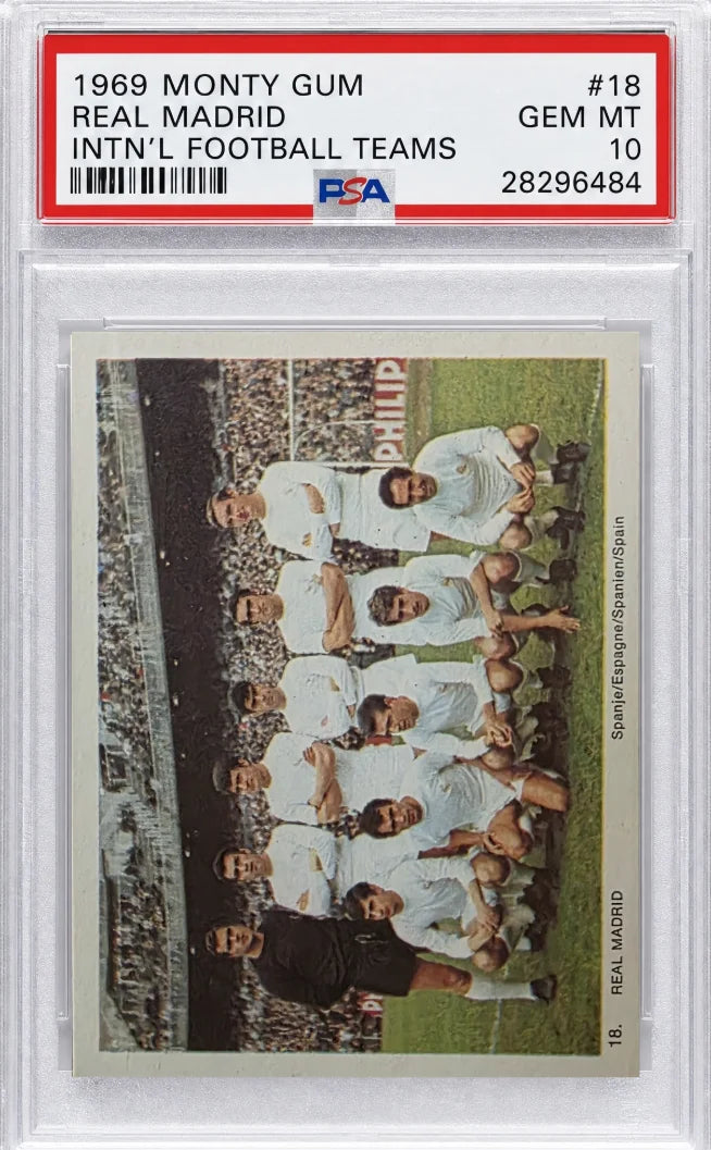 1969 REAL MADRID MONTY GUM INTERNATIONAL FOOTBALL TEAMS #18 INTN'L FOOTBALL TEAMS PSA 10