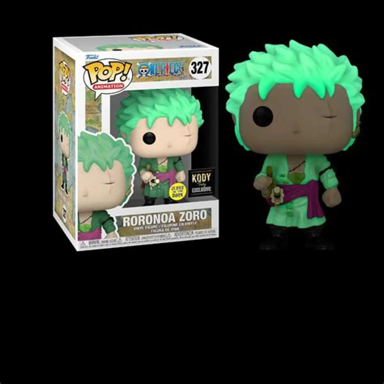 Funko POP! One Piece - Roronoa Zoro (Glow in the Dark) Vinyl Figure #327 Kody Trading Exclusive