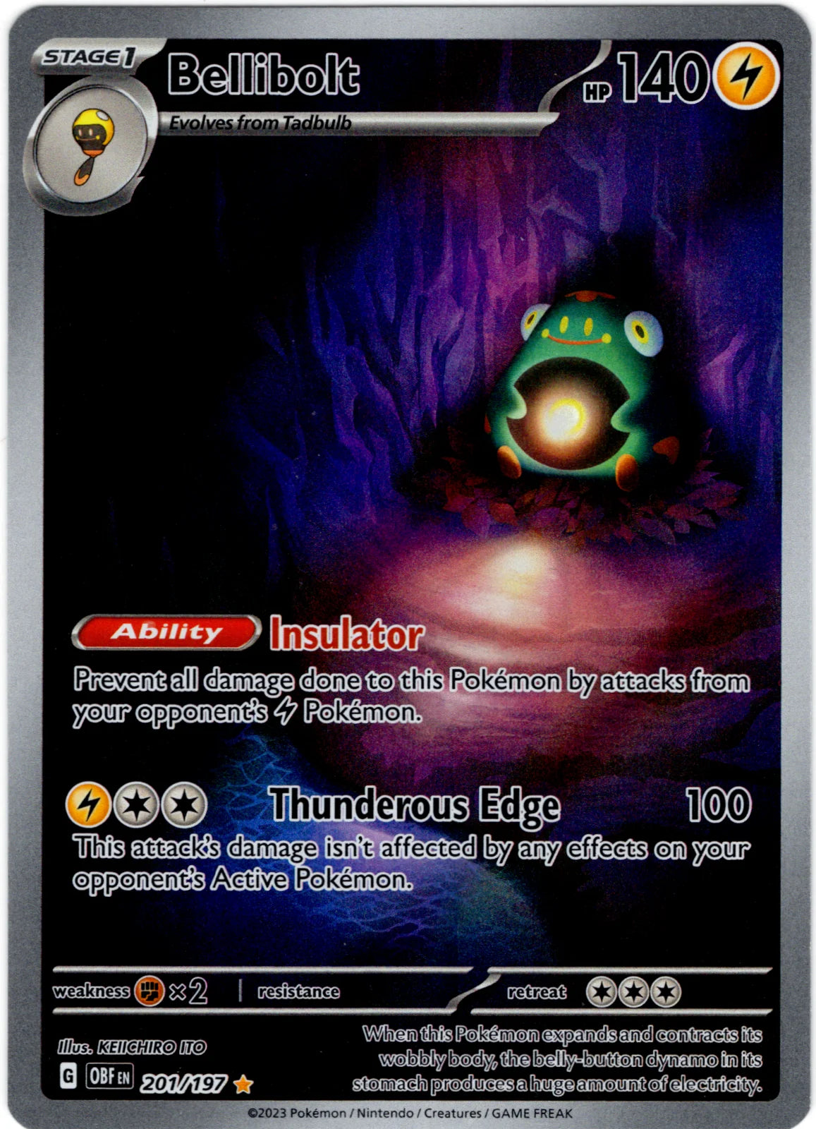 Bellibolt 201/197 · Holofoil (Obsidian Flames)