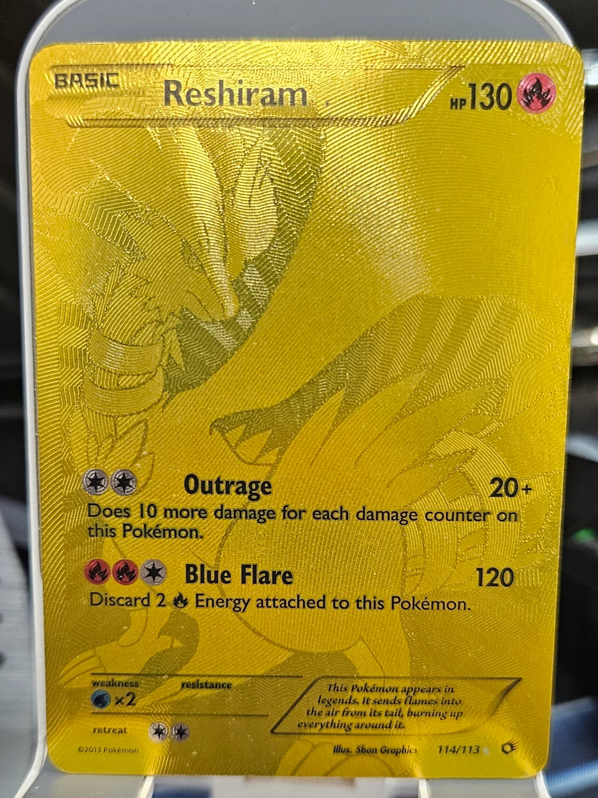 CARD NOT IN BEST CONDITION - Reshiram (114 Full Art Secret Rare) · Holofoil (Legendary Treasures)