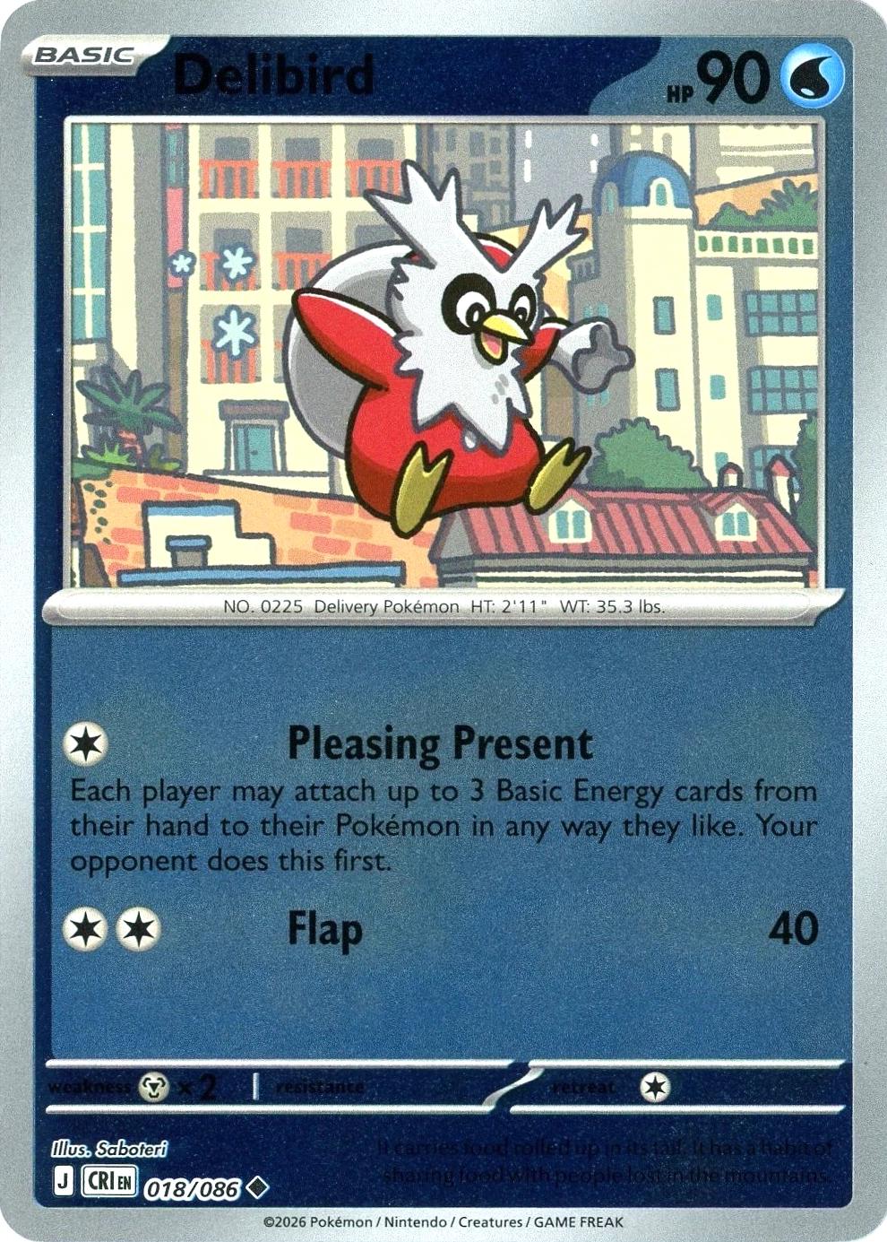Delibird - 018/086 (Reverse Holo) - Chaos Rising (CRI) ME04