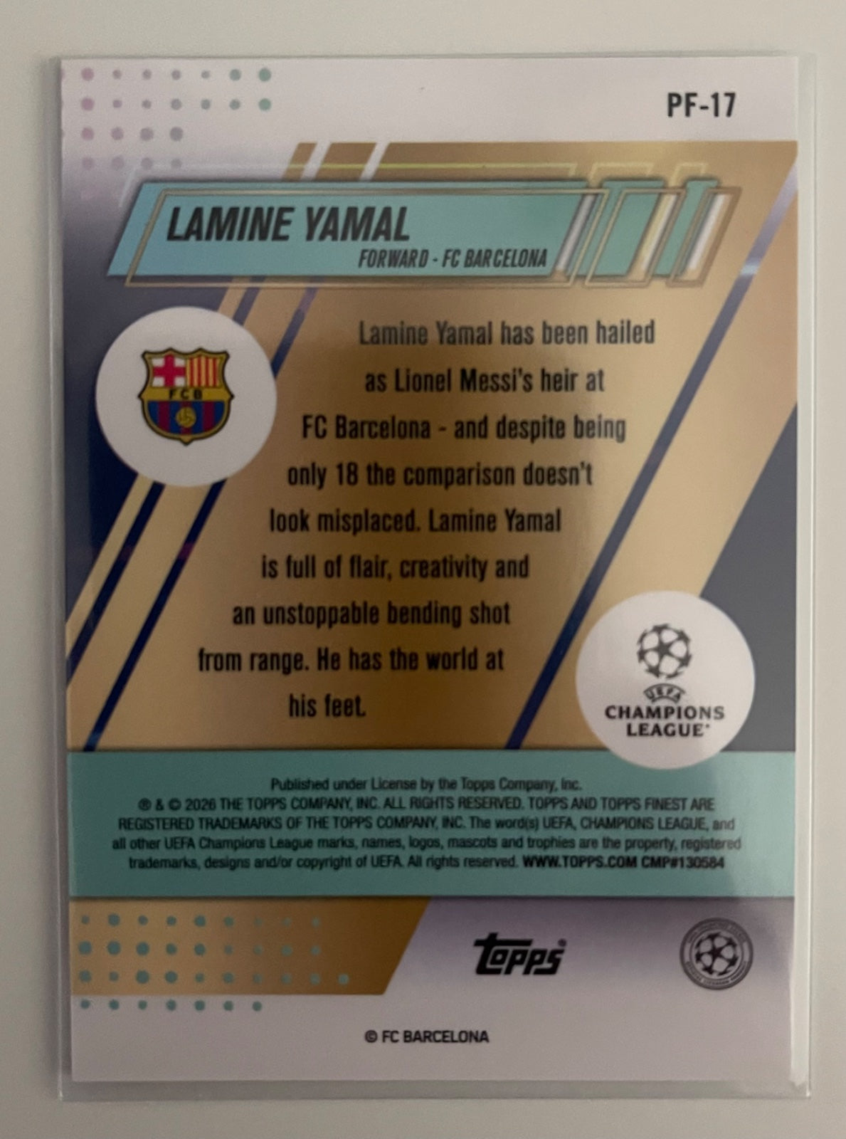 Lamine Yamal Prized Footballers (2025-26 Topps Finest UCC)