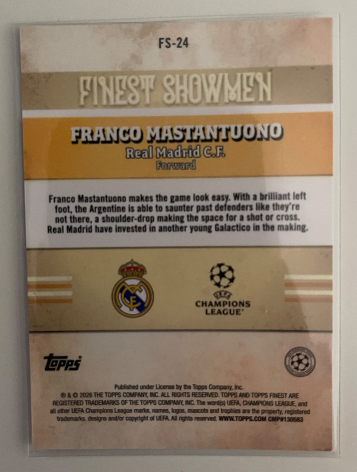 Franco Mastantuono Finest Showmen (2025-26 Topps Finest UCC)