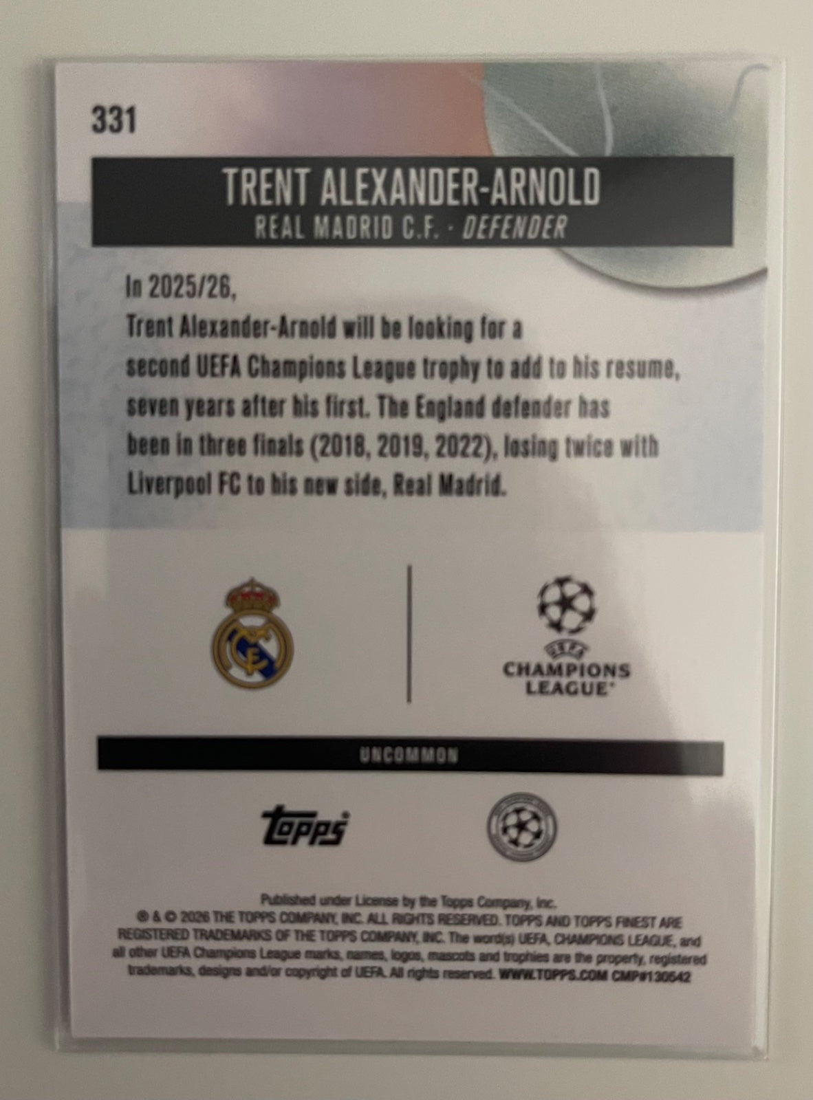 Trent Alexander-Arnold /75 (2025-26 Topps Finest UCC)