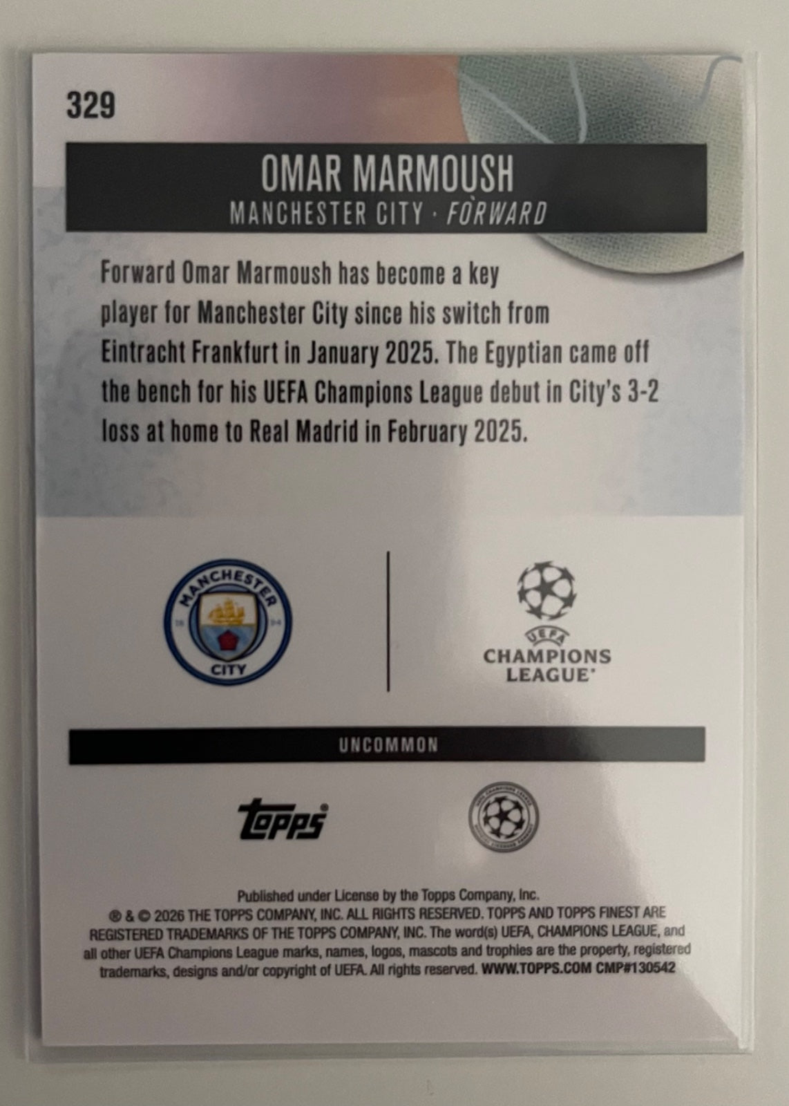 Omar Marmoush  /150 (2025-26 Topps Finest UCC)