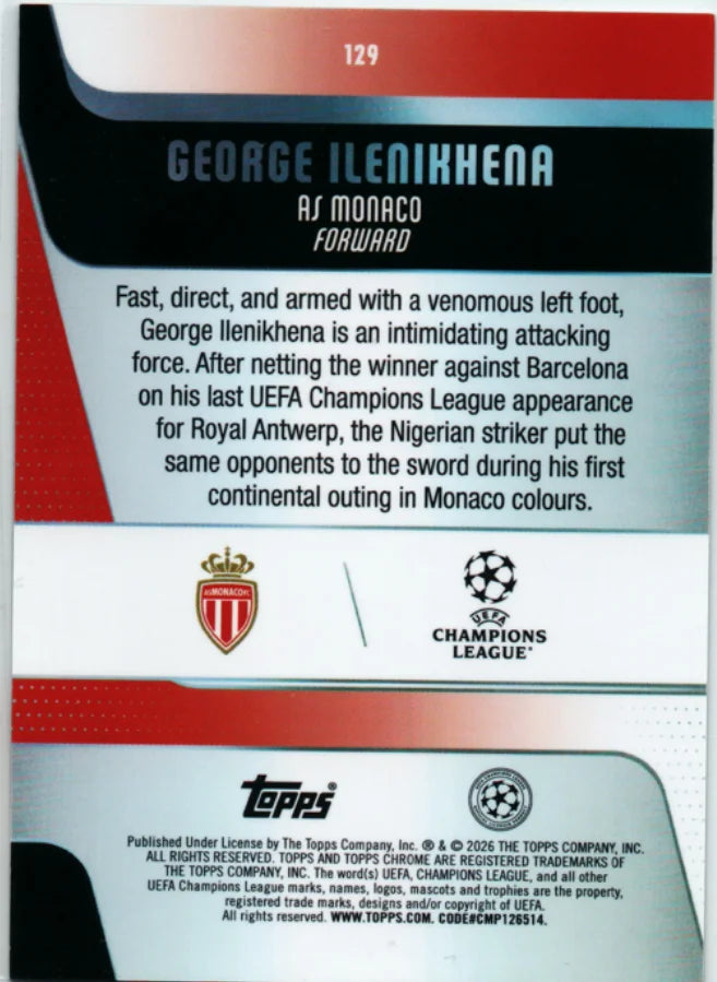 2025-26 Topps Chrome UEFA CC George Ilenikhena Prism Refractor Future Stars #129