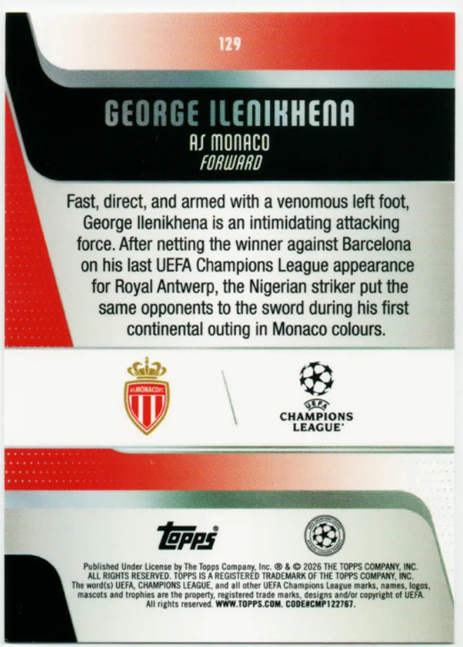 Topps George Ilenikhena AS Monaco Future Stars UCL 2026 #129