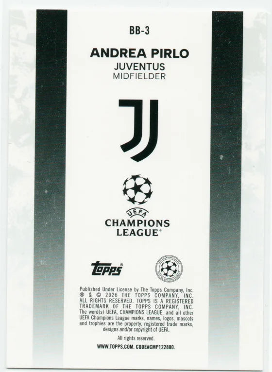 2020-21 Topps UEFA Champions League Andrea Pirlo Juventus Insert Card