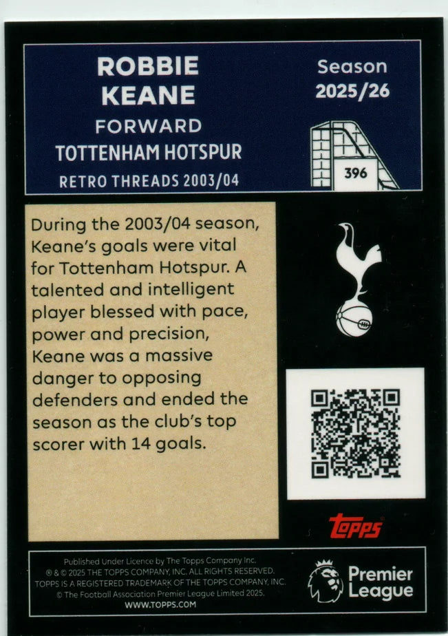Robbie Keane Retro Threads Topps Premier League 2025/2026 Spurs 396