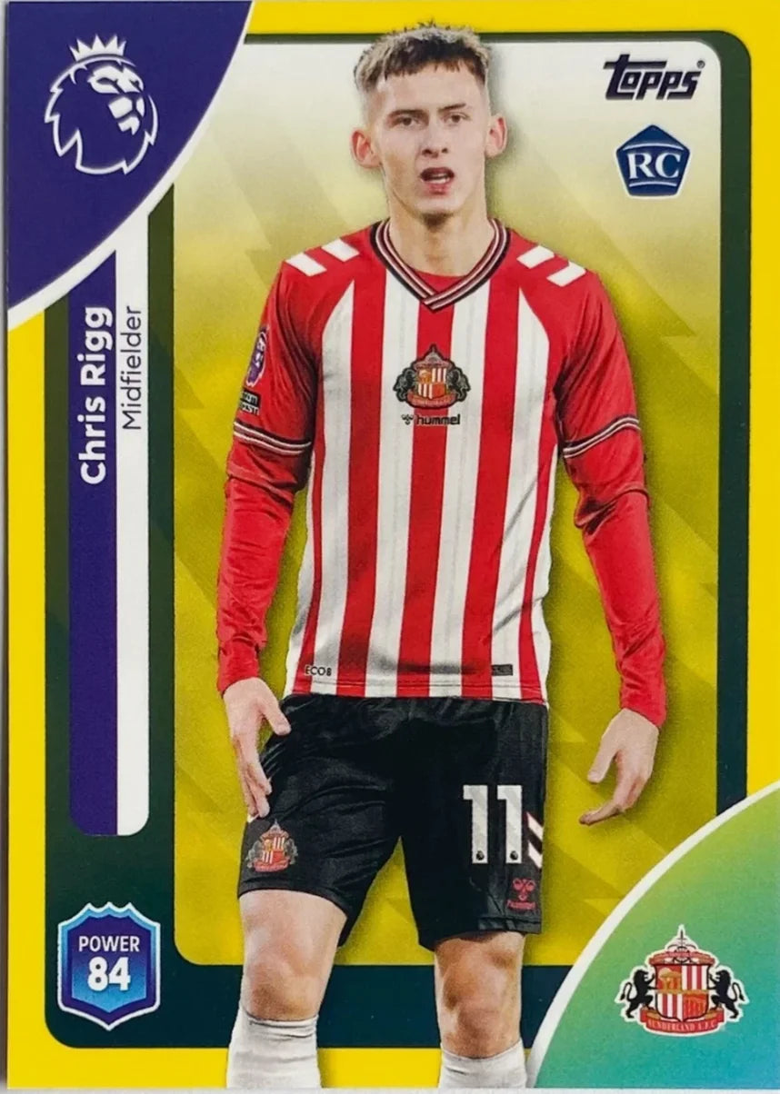 Topps Premier League 2025-26 Chris Rigg RC Yellow Parallel #349 Sunderland