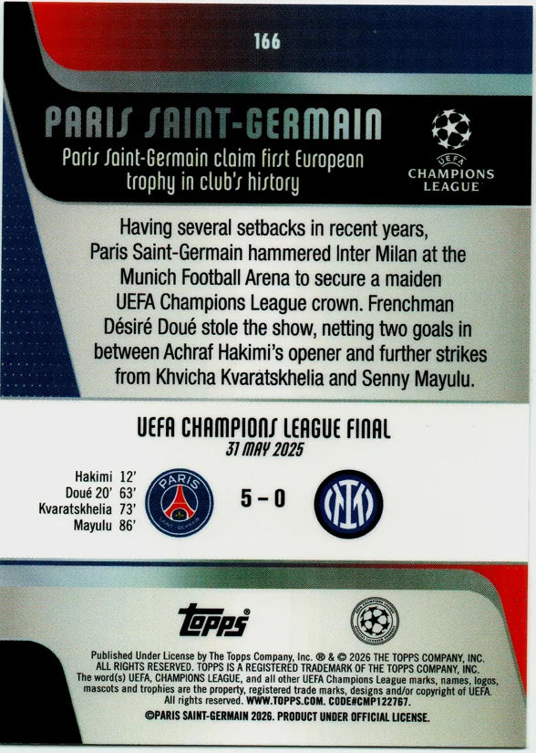 2025-26 Topps UEFA CC Paris Saint-Germain #166 Paris Saint-Germain