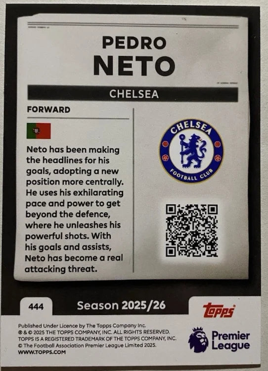 2025-26 Topps Premier League Headlines Pedro Neto #444
