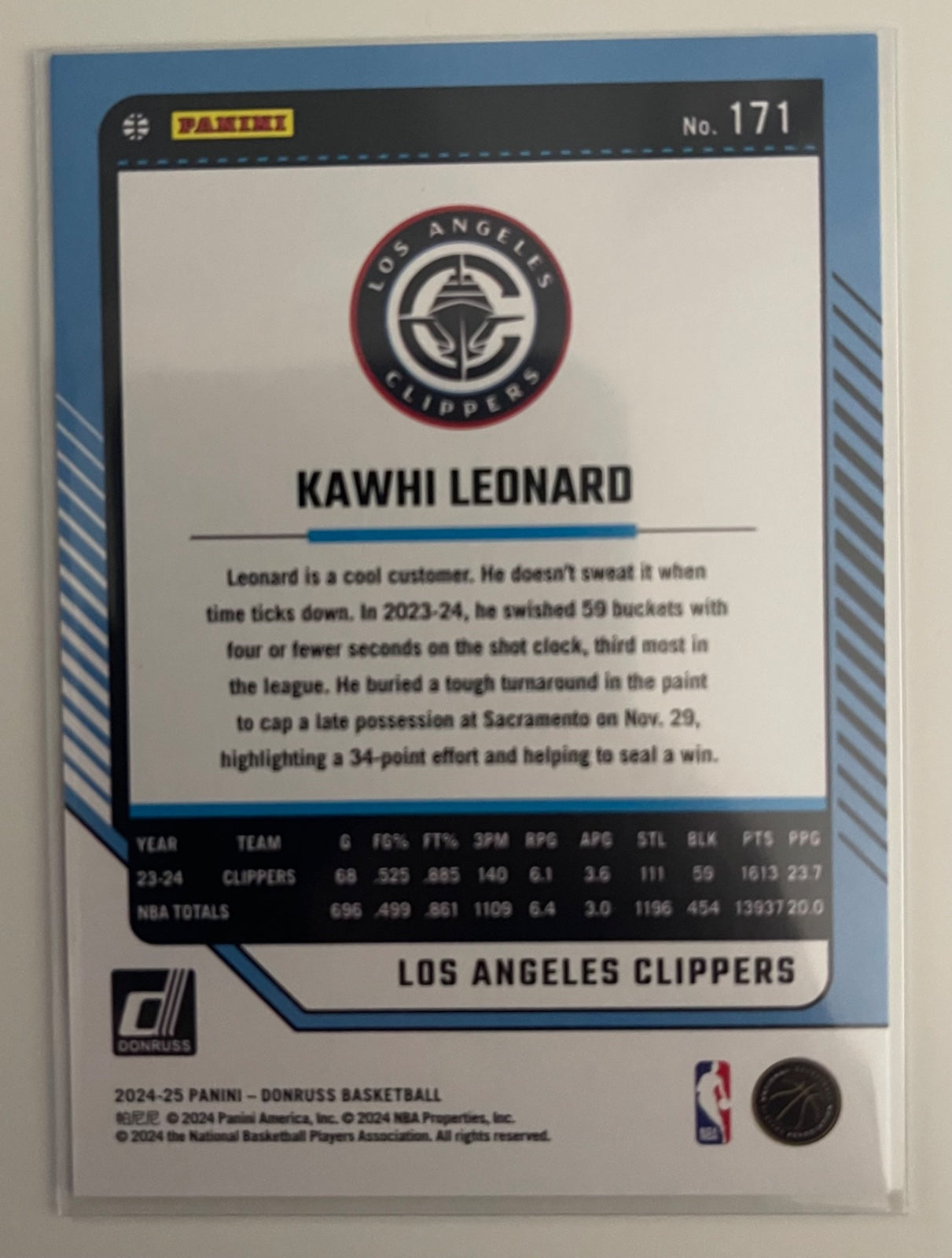 Kawhi Leonard Teal Refractor /25 (2024-25 Panini Donruss Basketball)