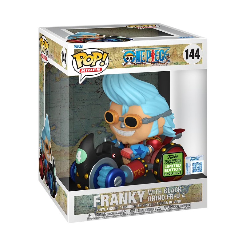 Funko Pop! Rides: One Piece : Franky With Black Rhino FR-U 4 #144,  Funko 2026 Spring Convention Limited Edition Exclusive