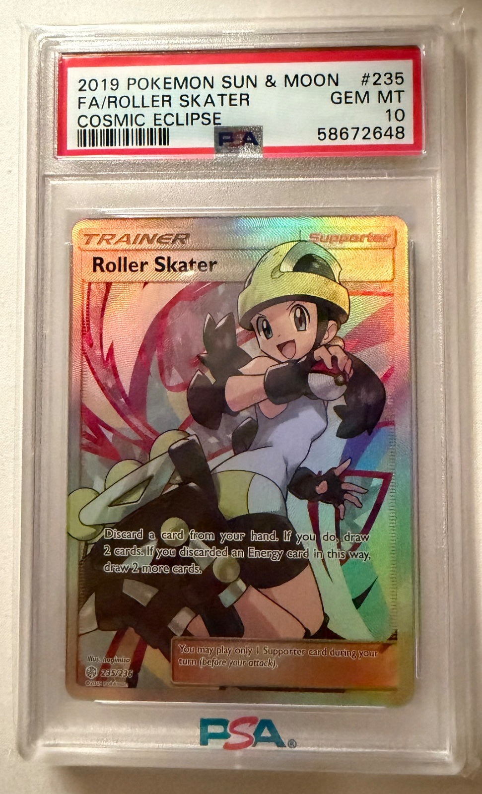 Roller Skater (Full Art) 235/236 · Holofoil (Cosmic Eclipse) — PSA 10
