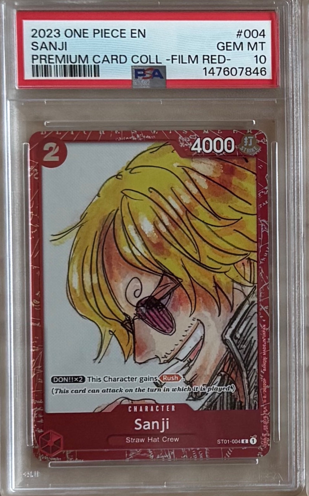 PSA 10 Sanji (Premium Card Collection -ONE PIECE FILM RED Edition-) ST01-004 · Collection Box · Foil (One Piece Promotion Cards)
