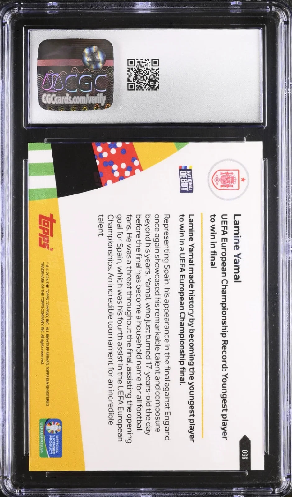 Lamine Yamal #066 Topps Now UEFA Euro 2024 CGC 10