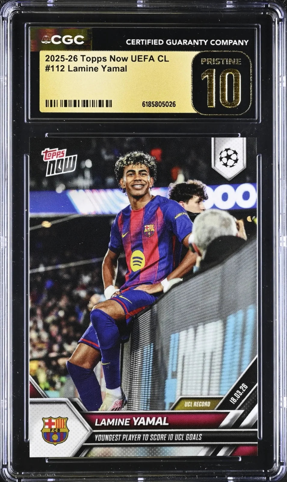 Lamine Yamal #112 Topps Now UEFA CL 2025-26 PRISTINE 10