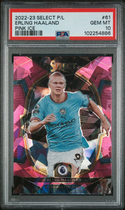 ERLING HAALAND 2022-23 PANINI SELECT PREMIER LEAGUE #61 PINK ICE PSA 10