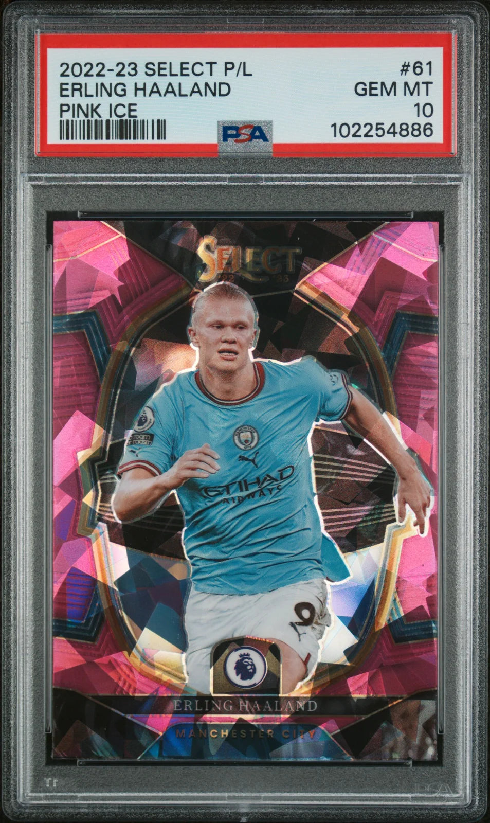 ERLING HAALAND 2022-23 PANINI SELECT PREMIER LEAGUE #61 PINK ICE PSA 10