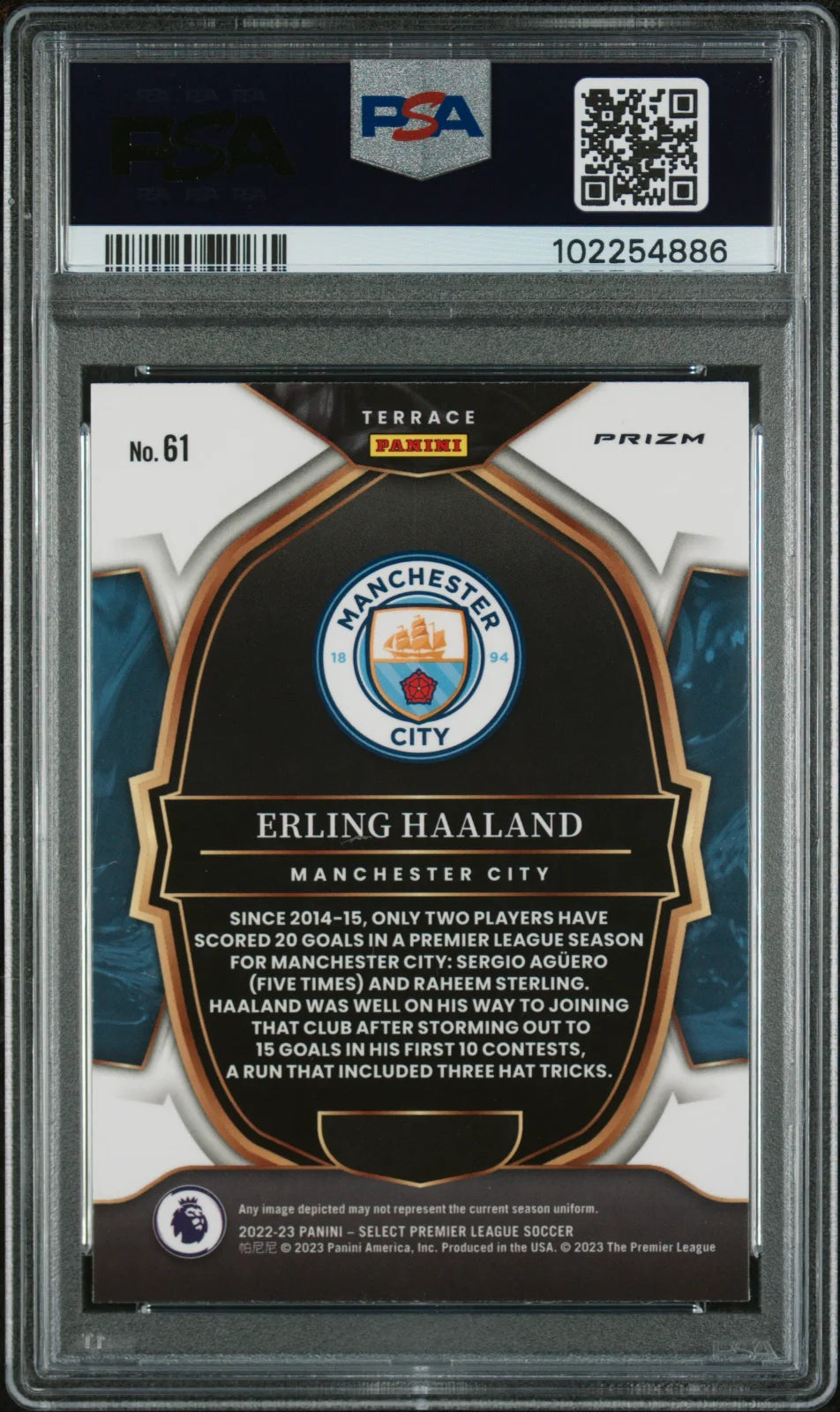 ERLING HAALAND 2022-23 PANINI SELECT PREMIER LEAGUE #61 PINK ICE PSA 10