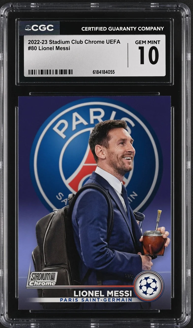Lionel Messi Topps Stadium Club Chrome UEFA #80 CGC 10