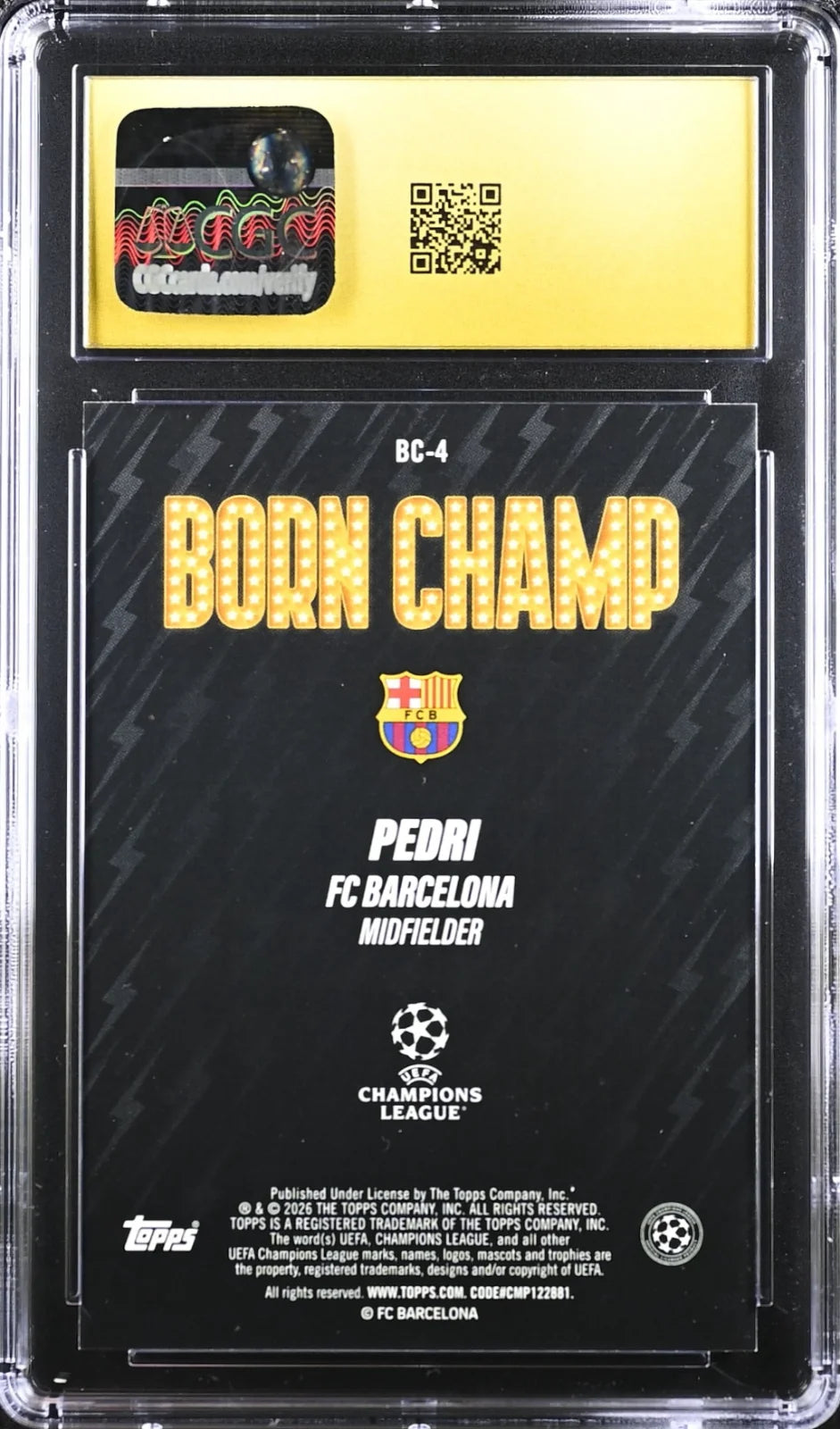 Pedri ( 1 of 1 PRISTINE 10) 2025-26 Topps UEFA CC Born Champ #BC-4