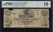 (1 of 1 graded banknote) 1840s-50s $3 US Massachusetts, Boston, PMG 10