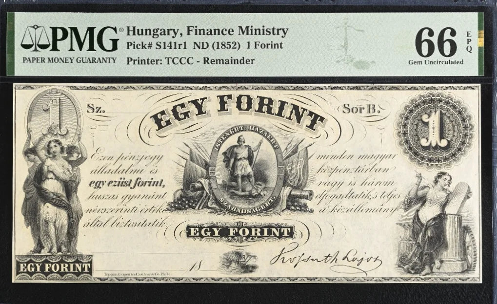 Hungary, 1852 banknote, Finance Ministry, 1 Forint, PMG 66