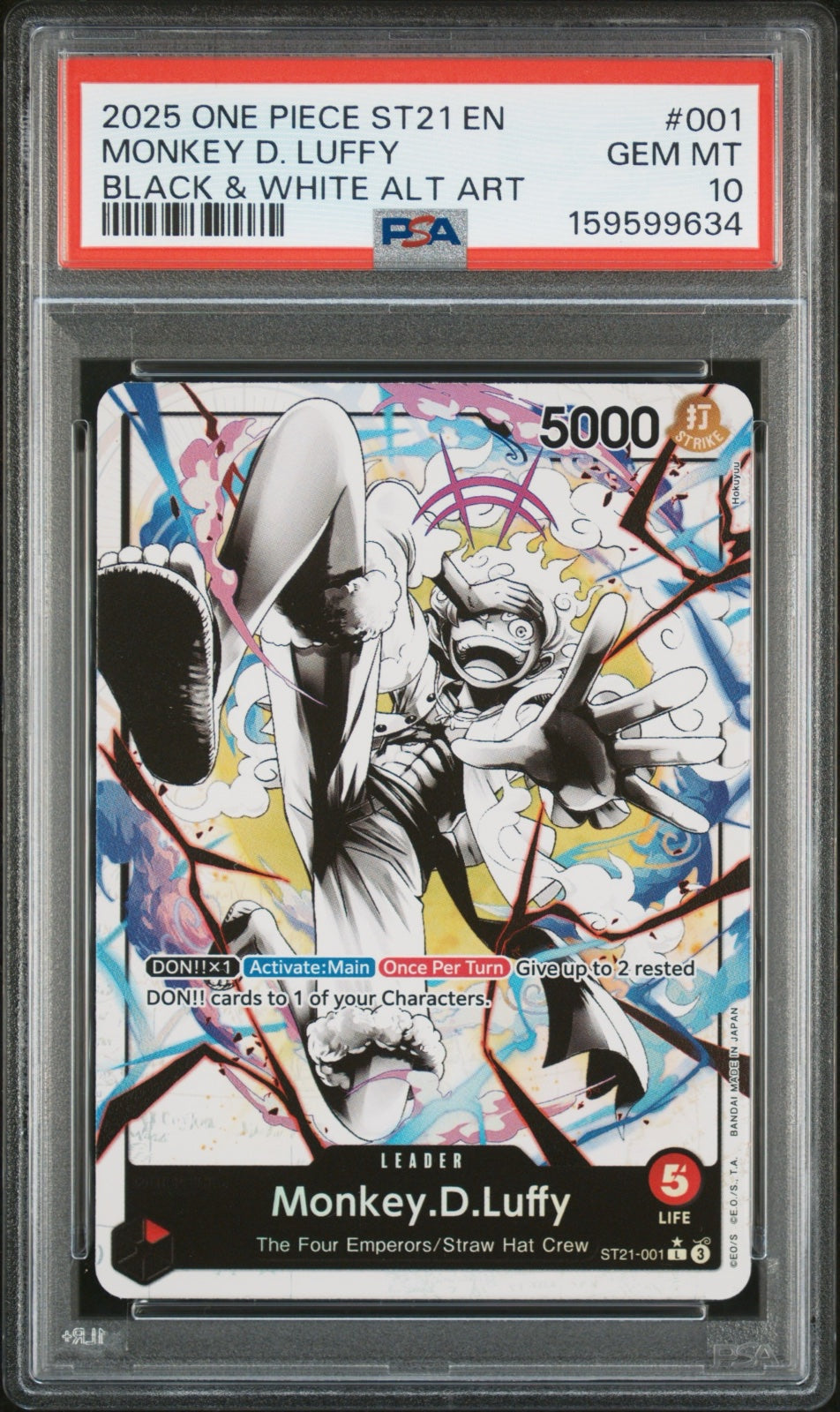 Monkey.D.Luffy (001) (Parallel) ST21-001 (Starter Deck EX: Gear 5) — PSA 10