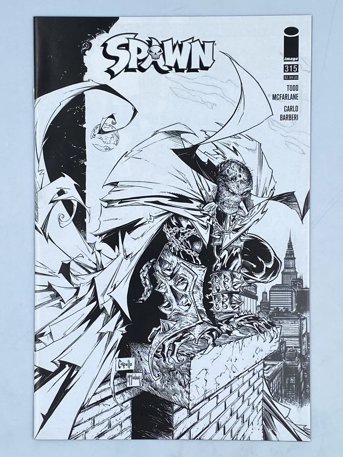 Spawn #315 Variant E (Black & White Sketch Cover) published by Image Comics in February 2021