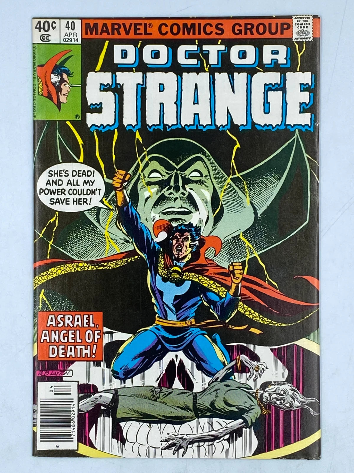 Doctor Strange #40 published by Marvel Comics in April 1980, featuring dynamic cover art by Bob Layton.