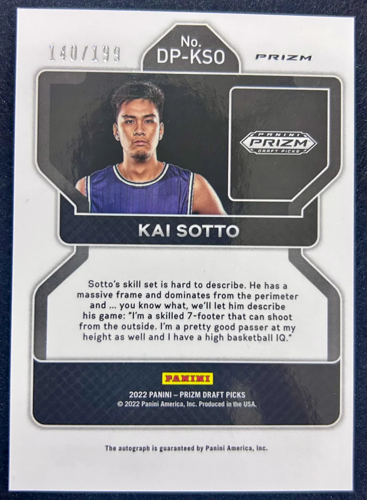 Kai Sotto 2022 Panini Prizm Draft Picks Red Autograph /199
