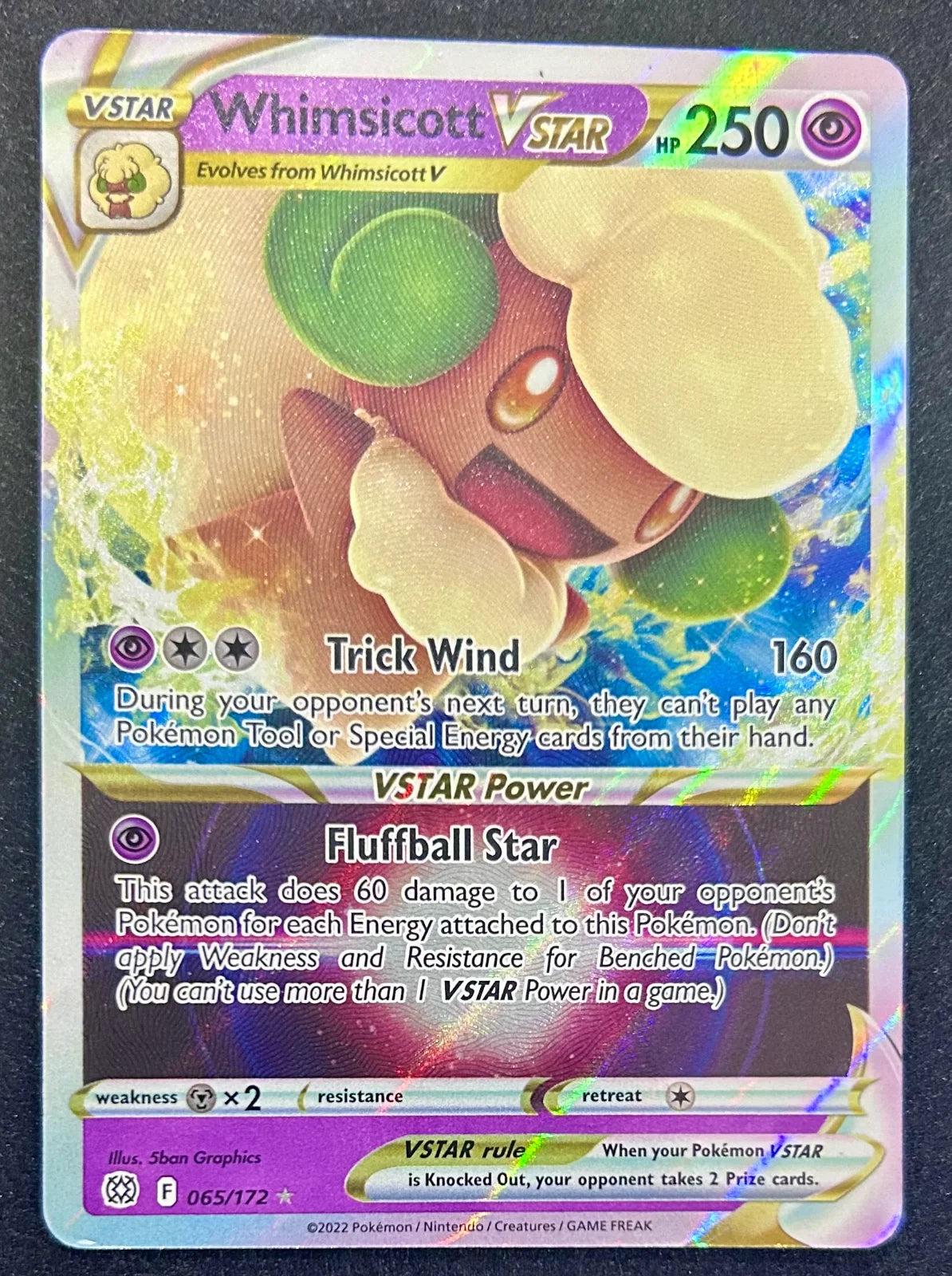 Whimsicott Vstar Ultra Rare Holofoil 065/172 English