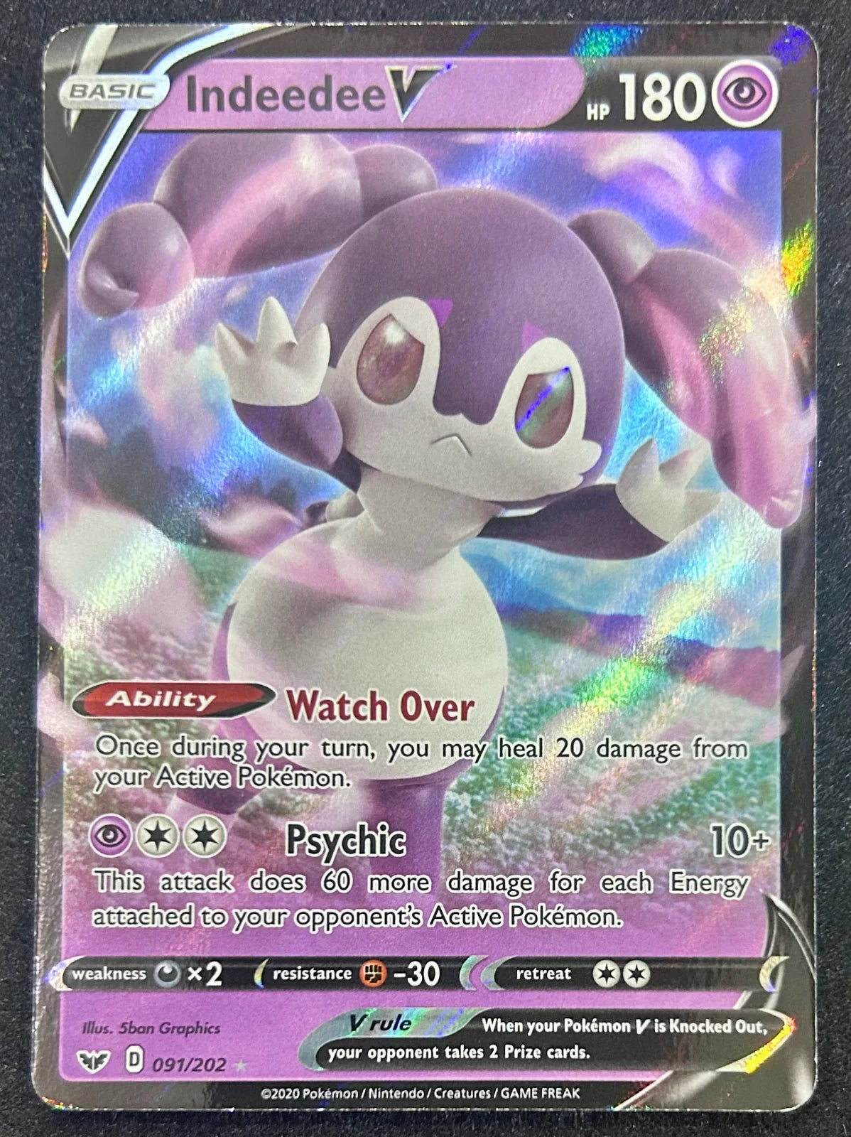 Indeedee V Sword & Shield Base Set Ultra Rare Holofoil 091/202 English
