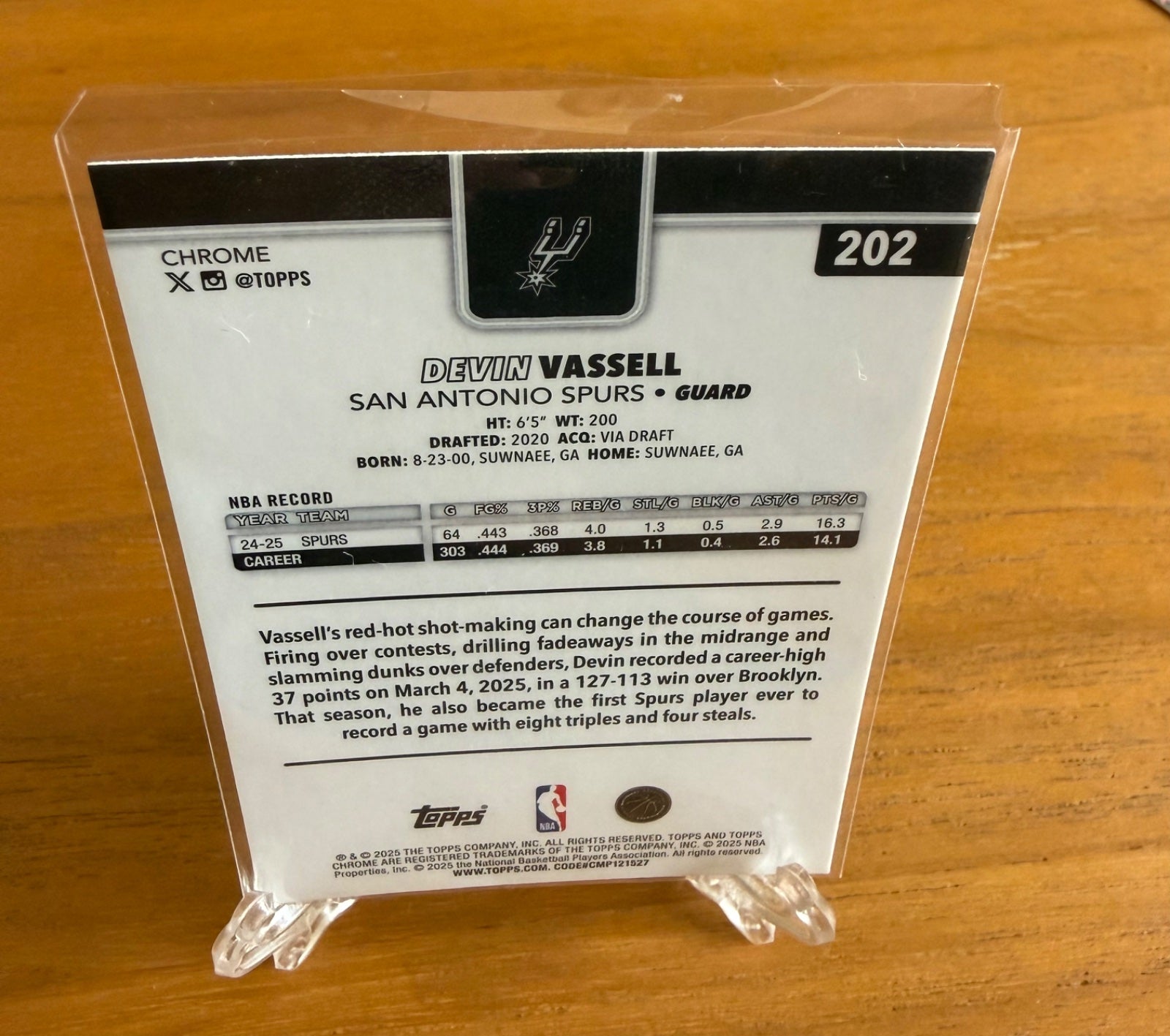 Devin Vassels rainbow refractor topps chrome NBA