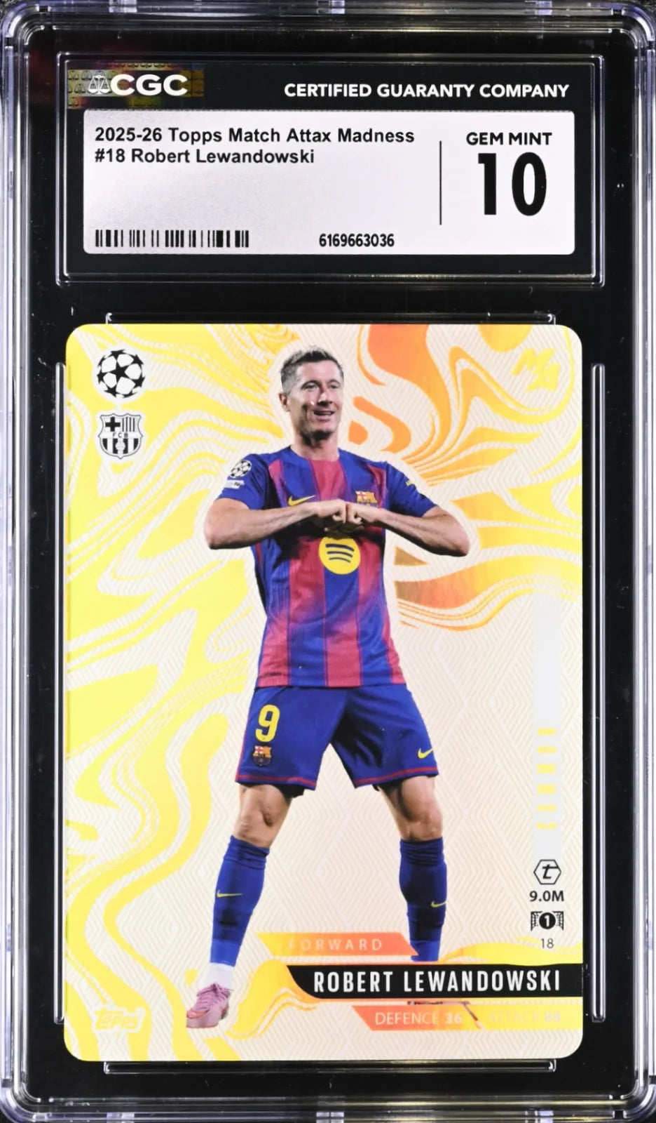 Robert Lewandowski, Topps, 2025-26, #18, CGC 10
