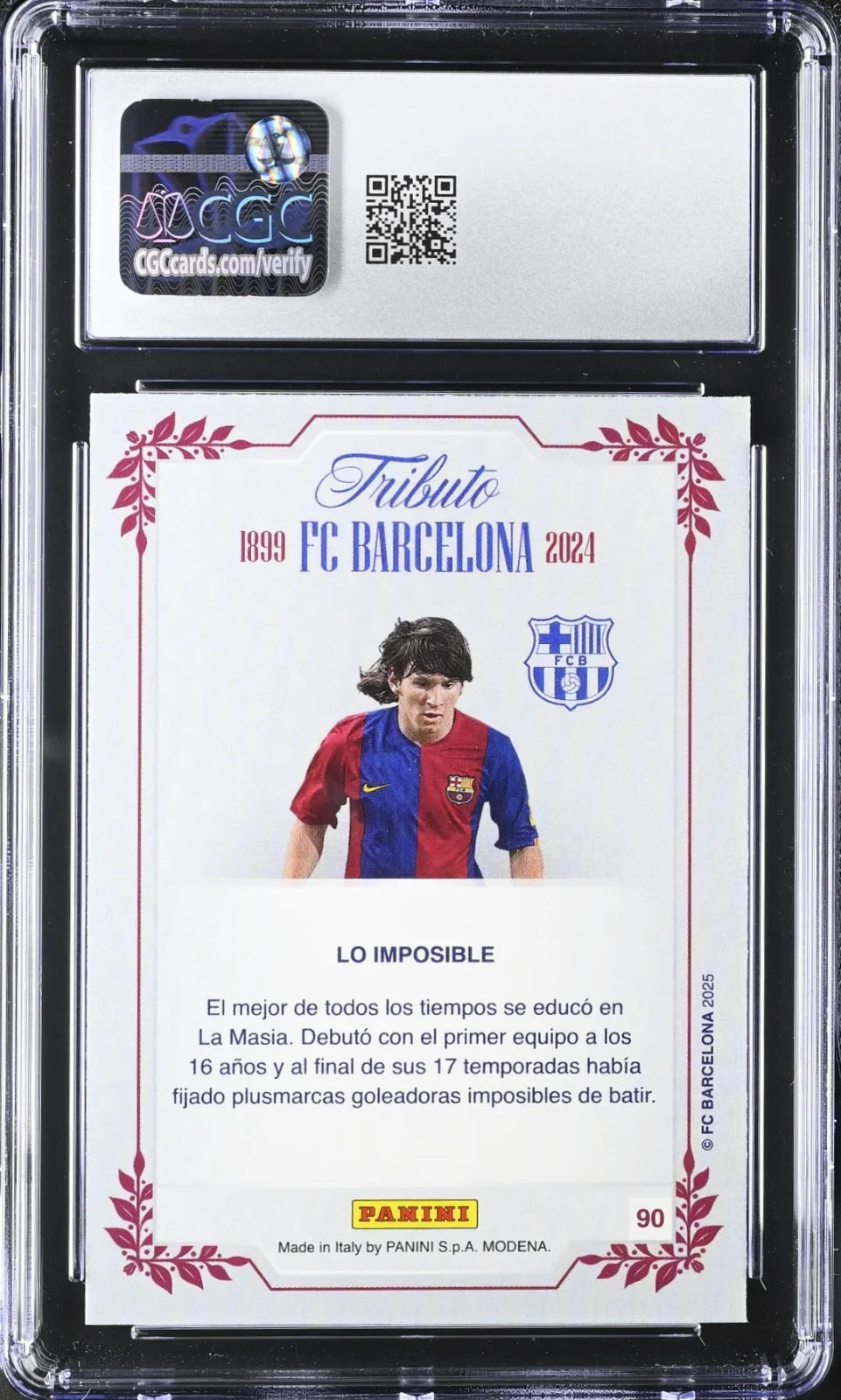 Lionel Messi, Panini, Tributo FC Barcelona, #90, 2025, CGC 10
