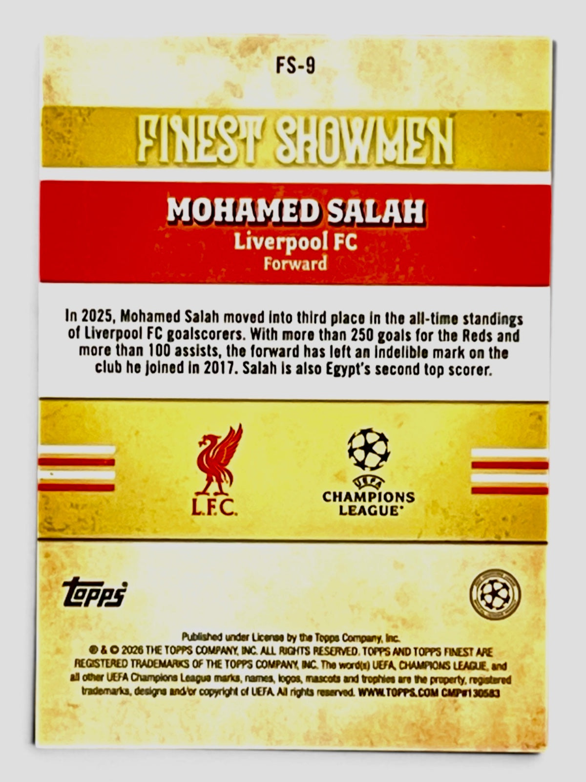 2026 Topps Fines Mohamed Salah Finest Showmen