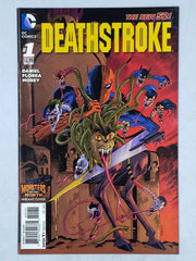 Deathstroke Vol.3 #1C (2014) featuring the special "Monsters of the Month" variant cover art by Kevin O'Neill.