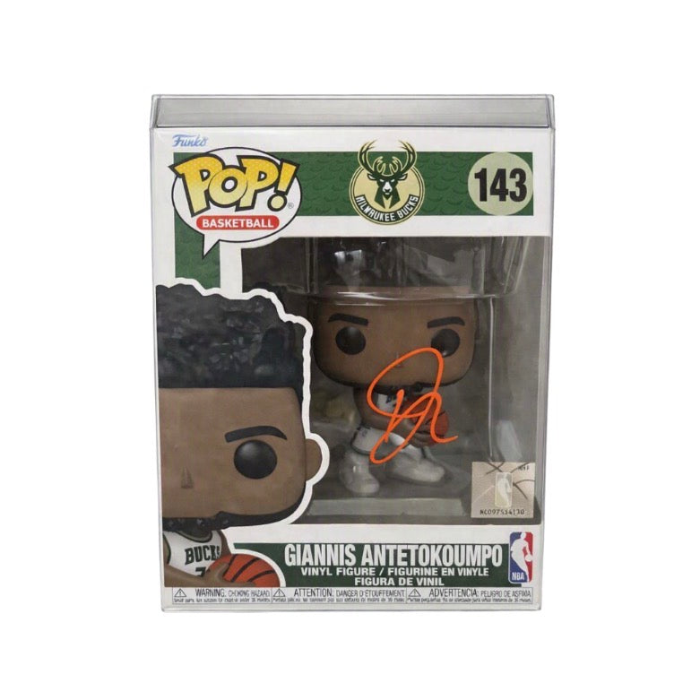 Giannis Antetokounmpo Signed Autographed Milwaukee Bucks Funko Pop #143 JSA COA