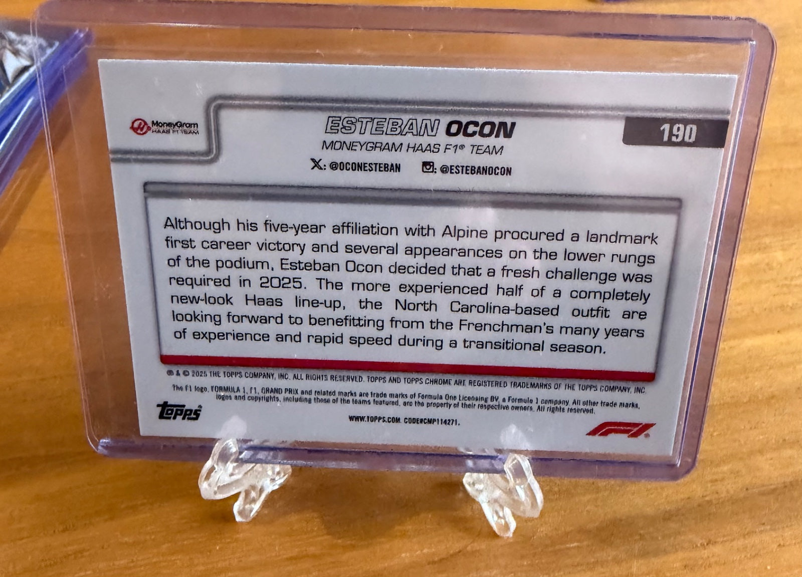 Ocon “on the move” /299 topps chrome f1
